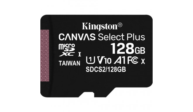 Kingston Technology 128GB micSDXC Canvas Select Plus 100R A1 C10 Single Pack w/o ADP