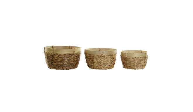 Basket set DKD Home Decor Bamboo Tropical Rushes (40 x 40 x 23 cm) (3 Pieces)