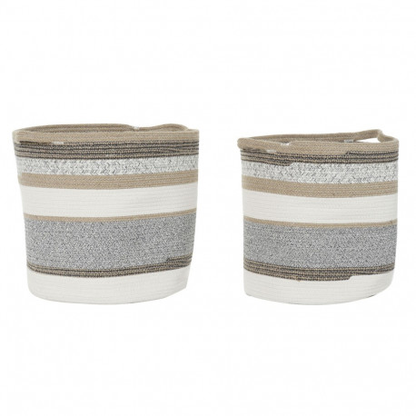 Basket set DKD Home Decor White Grey Natural Jute (2 Pieces)