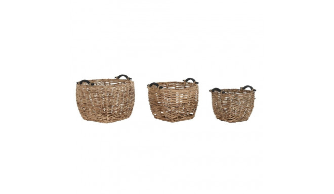 Basket set DKD Home Decor Wood Colonial Fibre (46 x 46 x 40 cm)