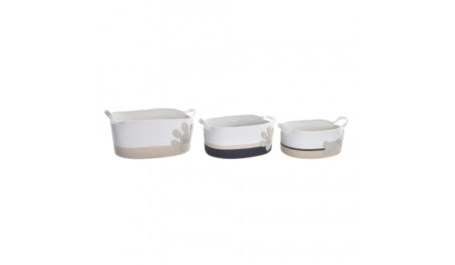 Basket set DKD Home Decor White Grey Cream 60 x 31 x 25 cm (3 Pieces)