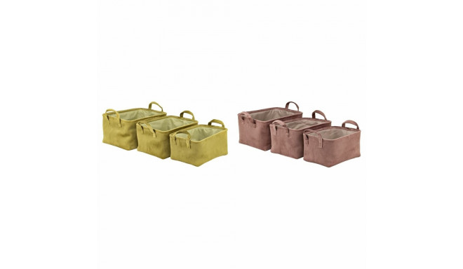 Basket set DKD Home Decor Mustard Terracotta 38 x 29 x 20 cm 3 Pieces (2 Units)