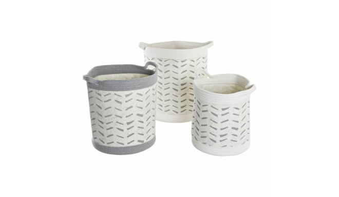 Basket set DKD Home Decor Grey Cotton (3 Pieces) (35 x 35 x 40 cm)