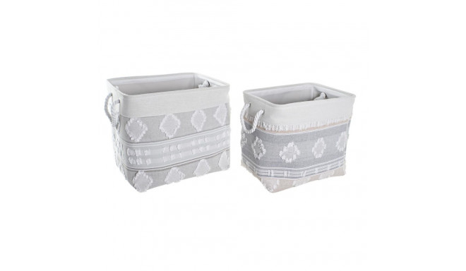 Basket set DKD Home Decor Grey Cotton (45 x 35 x 40 cm) (2 Pieces)