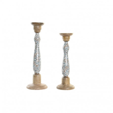 Candleholder DKD Home Decor Metal Mango wood (17 x 17 x 52,5 cm) (2 Pieces)
