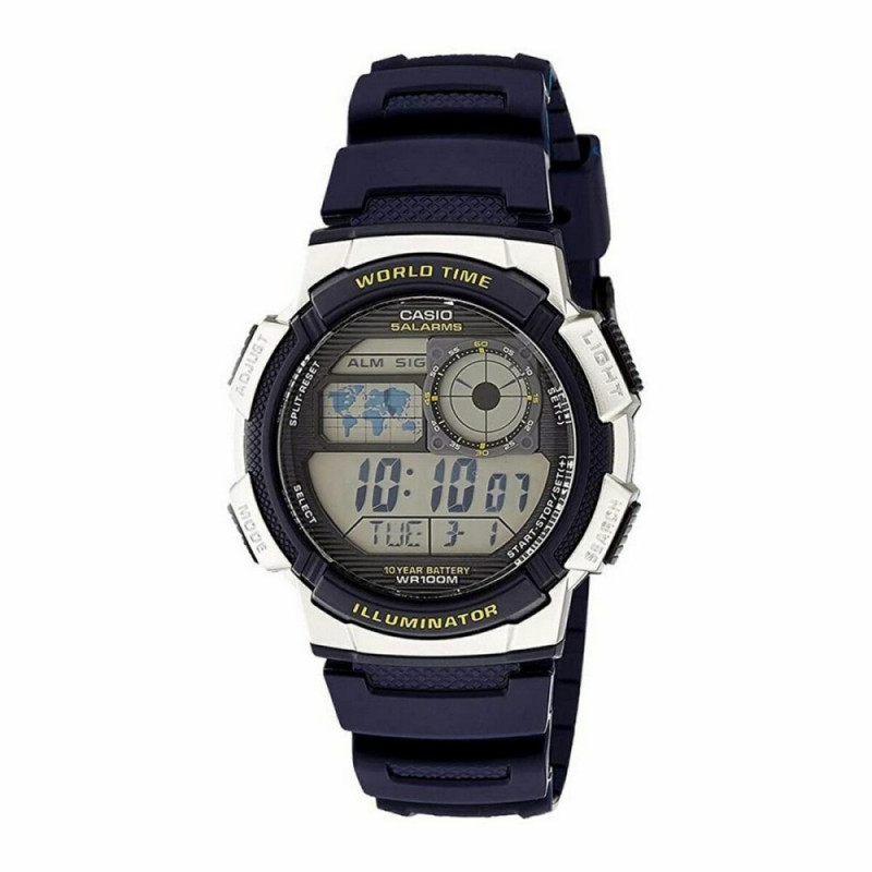 Men s Watch Casio WORLD TIME ILLUMINATOR 5 ALARMS 10 YEAR BATTERY Black Grey O 40 mm O 43 mm Unisex watches Photopoint.lv