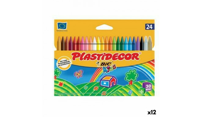 Coloured crayons Plastidecor Multicolour (12 Units)