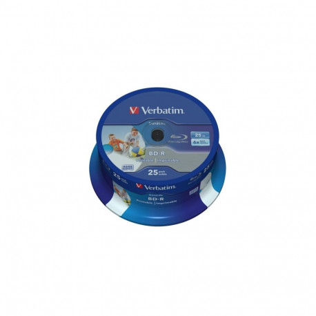 VERBATIM BD-R BLU-RAY 25GB 6X WIDE PRINTABLE CAKE*25 43811