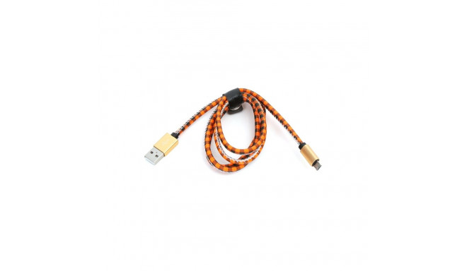 PLATINET MICRO USB TO USB LEATHER CHECKED CABLE 1M ORANGE