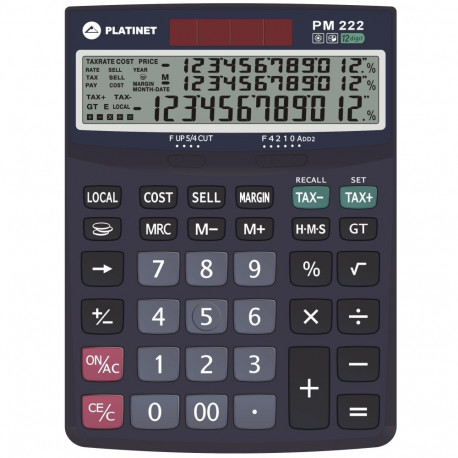 PLATINET DESKTOP CALCULATOR PM222TE 12D TAX MAR COST SELL 3 line display