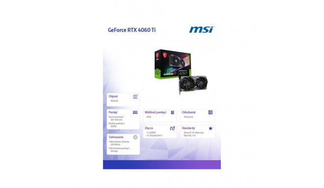 MSI videokaart GeForce RTX 4060 Ti Gaming X 8GB GDDRX6 128bit