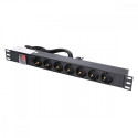 Power strip 19-inches 1U, 7 sockets, with switch 2m