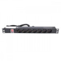 Power strip 19-inches 1U, 7 sockets, with switch 2m