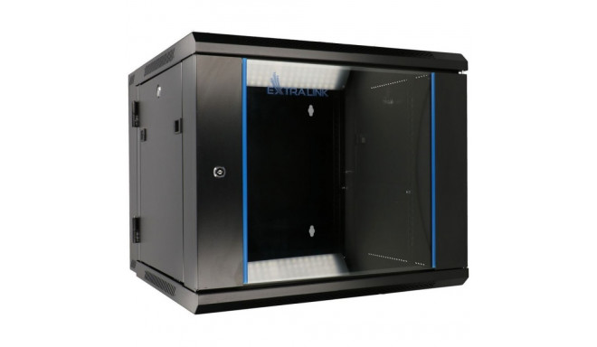Wall cabinet rack 6U 600x600 black two sections