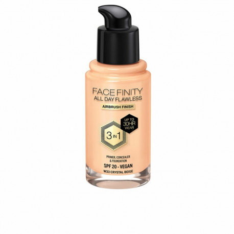Meigi aluskreem Max Factor Face Finity All Day Flawless 3-in-1 Spf 20 Nº W33 Crystal beige 30 ml