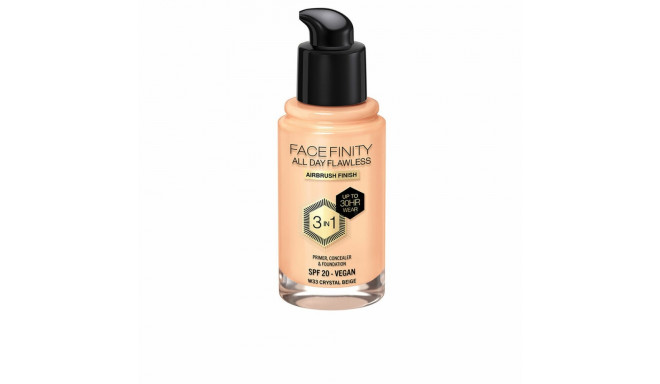 Meigi aluskreem Max Factor Face Finity All Day Flawless 3-in-1 Spf 20 Nº W33 Crystal beige 30 ml
