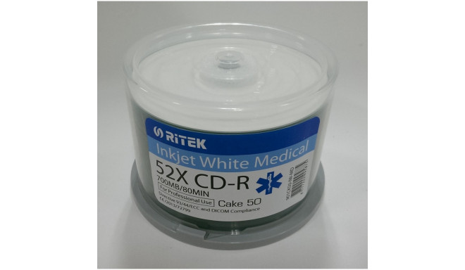 TRAXDATA RITEK CD-R 700MB 52X PRINTABLE MEDICAL CAKE*50 901CK50-IW-MD