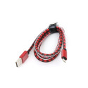PLATINET USB LIGHTNING LEATHER CHECKED CABLE 1M RED