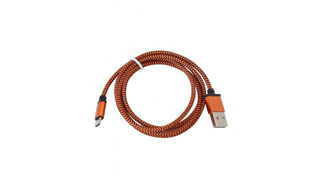 PLATINET MICRO USB TO USB FABRIC BRAIDED CABLE 1M ORANGE