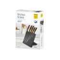 PLATINET 5 BLACK KNIVES SET WOODEN HANDLE WITH BLACK MAGNETIC BOARD