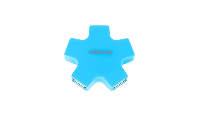 OMEGA USB 2.0 HUB 4 PORT STAR BLUE