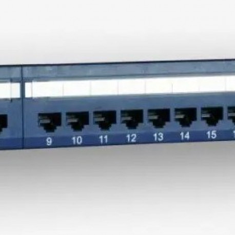 EmiterNet paneel 19", 24xRJ45 UTP cat.5e (1U) riiuliga, sinine (PoE)