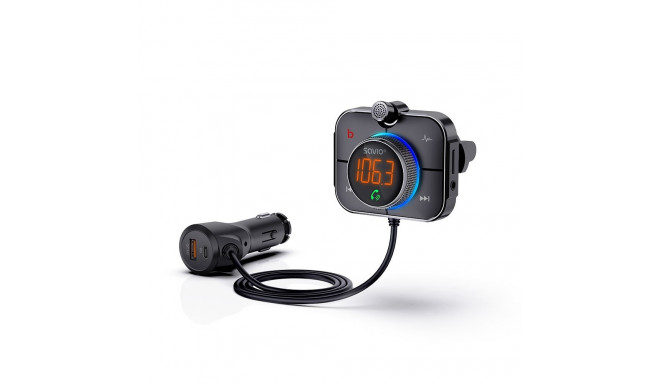 SAVIO FM transmitter, Bluetooth 5.0, QC/PD 3.0 charger, ENC, AUX OUT, Micro SD, TR-14, black