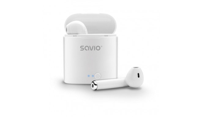 Savio TWS-01 Wireless Bluetooth Earphones, White