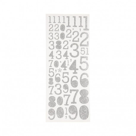 Focus glitterkleebised numbrid, hõbedased