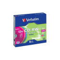 VERBATIM CD-RW 700MB 8-12X COLOUR SLIM CASE*5 43167