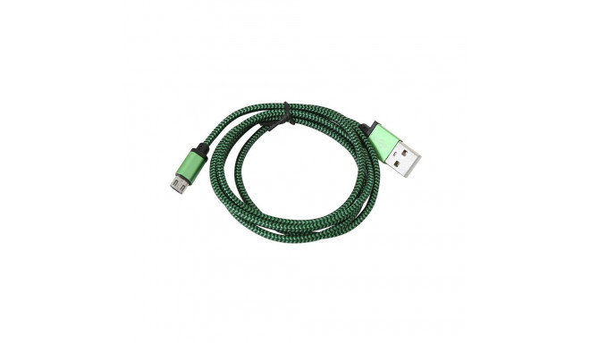 PLATINET MICRO USB TO USB FABRIC BRAIDED CABLE 1M GREEN