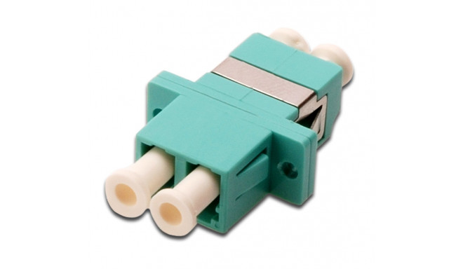 Optical coupler, duplex, LC to LC, MM, ceramic sleeve OM3, housing polymer, incl. screws