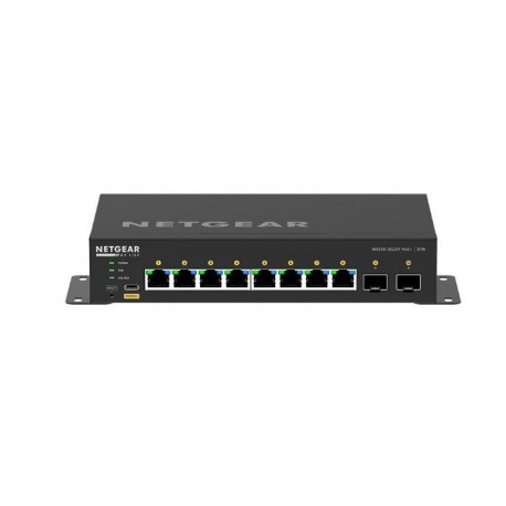 The input describes the NETGEAR AV Line M4250-10G2XF-PoE+ Managed Switch.
Here are 