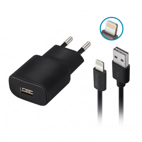 Forever TC-01 charger 1x USB 2A black + Lightning cable