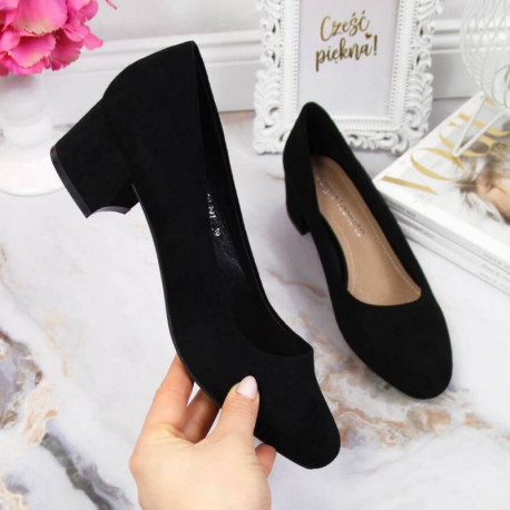 Sergio Leone W SK354C Suede Block Heel Pumps Black (37)