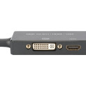 ASSMANN DisplayPort converter cable mDP - HDMI+DVI+VGA M-F/F/F 0 2m 3 in 1 Multi-Media cable CE bl g