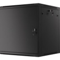 LANBERG Wall mount cabinet 19inch 12U 600x600 steel doors black flat pack