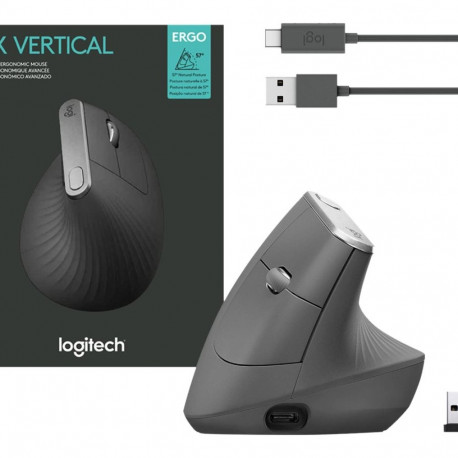 LOGITECH MX Vertical Vertical mouse ergonomic optical 6 buttons wireless wired Bluetooth 2.4 GHz USB