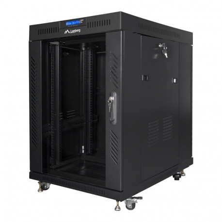 LANBERG vabaltseisev 19-tolline kapp 15U 600x800 klaasuks LCD kokkupandav must