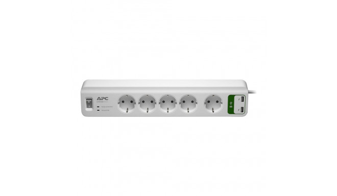 APC Essential SurgeArrest 5 outlets with 5V 2.4A 2 port USB charger 230V Germany