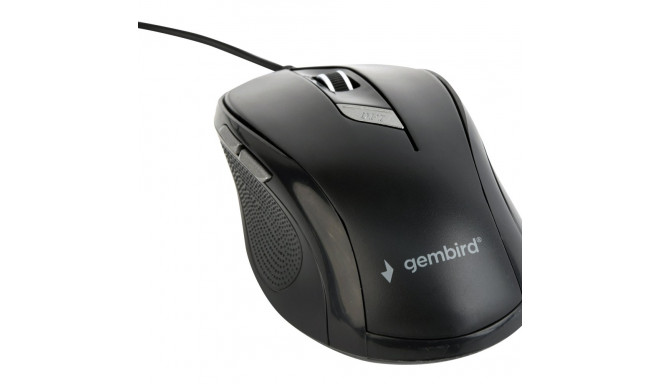 GEMBIRD MUS-6B-01 optical mouse 1600DPI USB Black 1.35m cable length