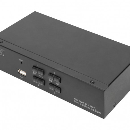 DIGITUS KVM Switch 2x1 HDMI 4-Port Single Display 4K/30Hz FreeSync