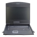 DIGITUS modularized 48.3cm 19inch TFT console with 8 port KVM US keyboard RAL 9005 black color