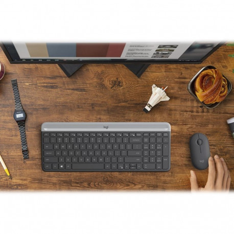 LOGITECH Slim juhtmevaba komplekt MK470 klaviatuur ja hiir juhtmevaba 2.4 GHz Nordic grafiit (PAN)