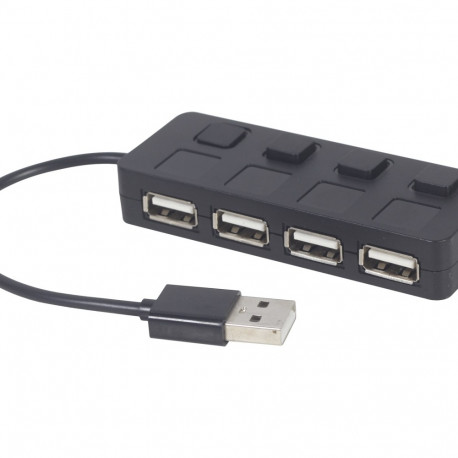 GEMBIRD USB 2.0 4-pordiline jaotur lülititega, must