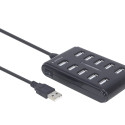 GEMBIRD 10-port USB 2.0 HUB black