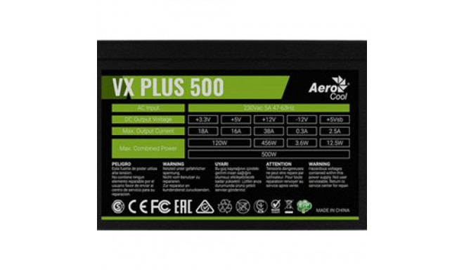 Aerocool PSU VX-500 Plus 500W 120mm Smart control AEROPGSVX-500PLUS-80