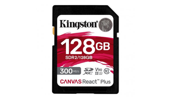 KINGSTON 128GB Canvas React Plus SDXC UHS-II 300R/260W U3 V90 for Full HD/4K/8K