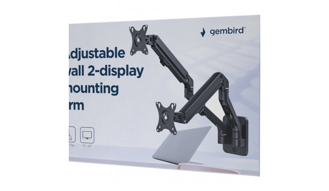 GEMBIRD MA-WA2-01 Adjustable wall 2-display mounting arm 17-27 up to 7 kg