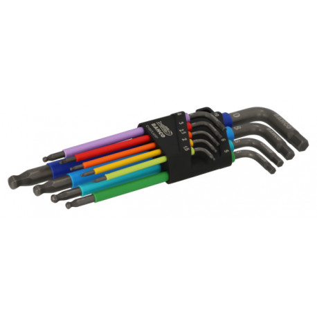 Bahco L-kuuskantvõtmete komplekt – 9 osa, 1.5–10 mm, kuulots, pikk vars, karastatud teras, fosfaatvi